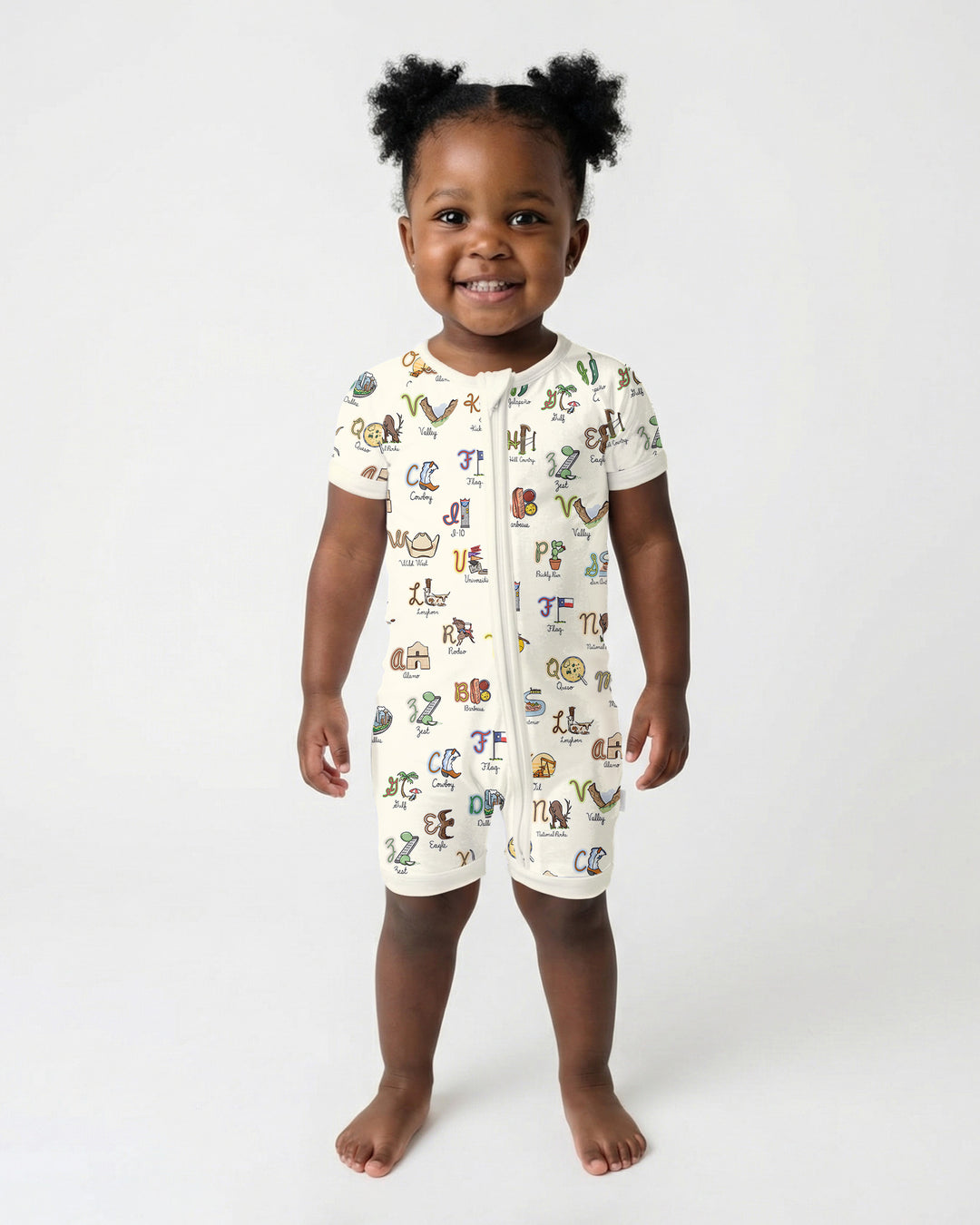 Texas Alphabet Bamboo Shorty Zippy
