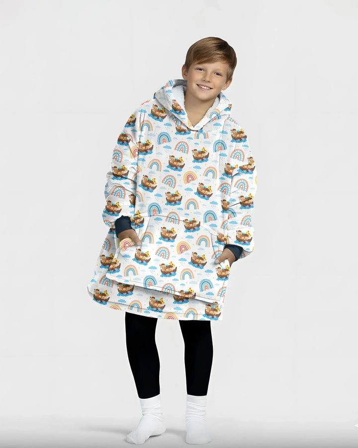 Noah’s Ark & God’s Rainbow Promise Wearable Bamboo Blanket Hoodie
