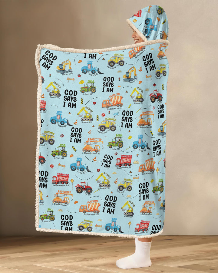 God Says I Am Boy Wearable Hooded Blanket