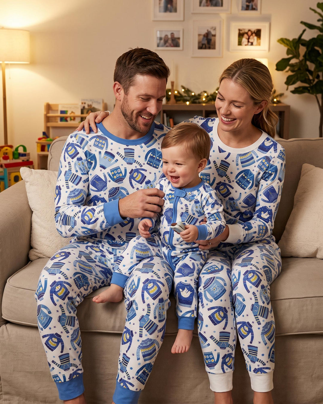 Cute Hanukkah Jumpers Bamboo Two Piece Long Sleeve Pajama Set