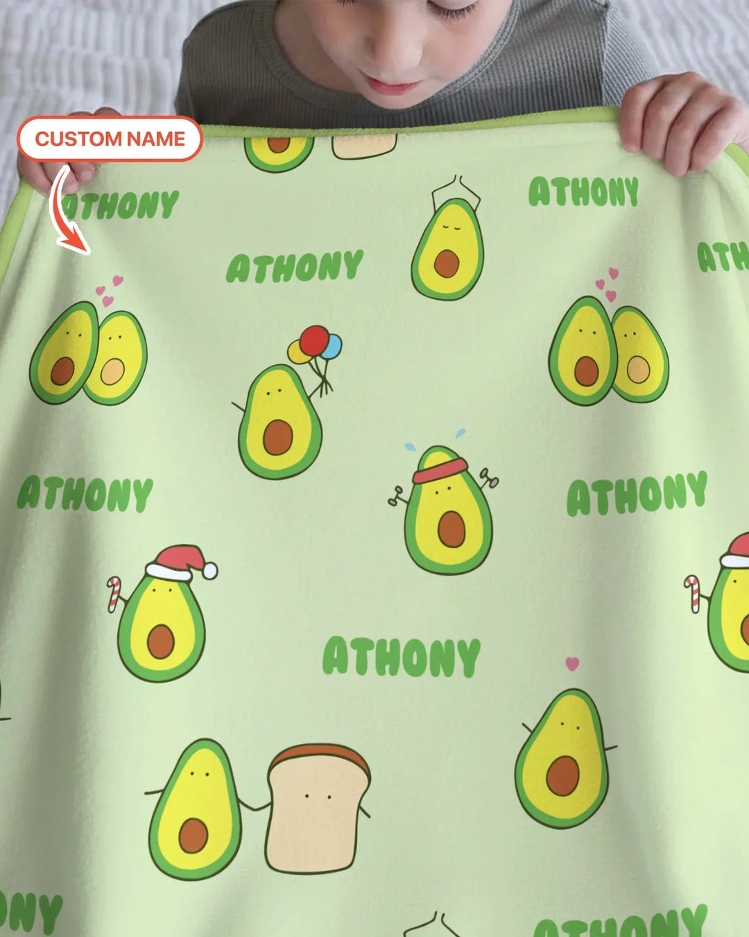 Custom Name Cute Avocado Blanket