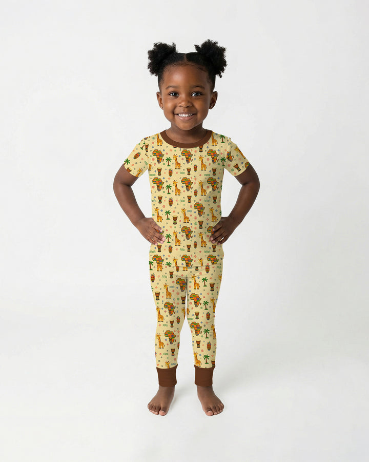 African Culture Bamboo Two Piece Short Sleeve Pajama Set