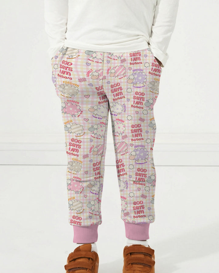 Little Lamb God Says I Am Custom Name Jogger