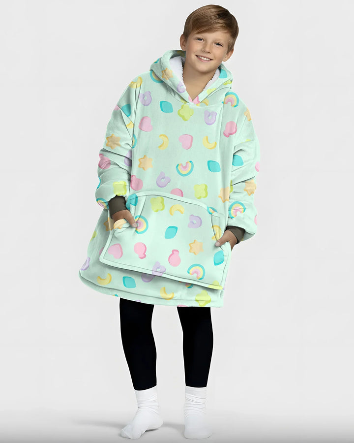 Pastel Lucky Charms Scatter Wearable Blanket Hoodie