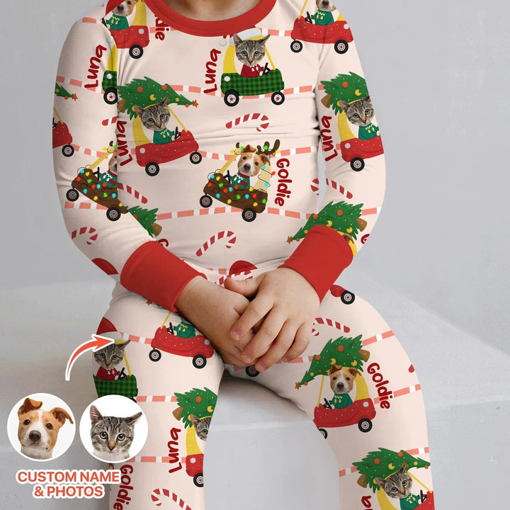 Zweiteiliges Langarm-Pyjama-Set mit Sommerfrüchten