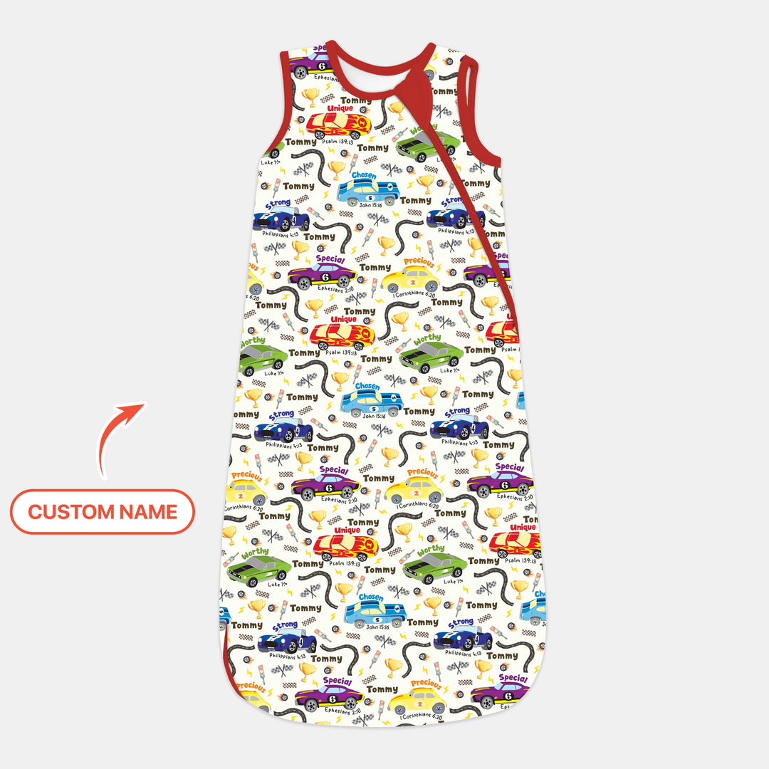 Racing Fun God Says I Am Custom Name Sleep Bag