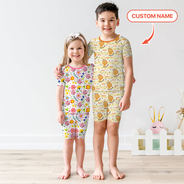 I Am A Child Of God Custom Name Boy Two Piece Short Sleeve Shorts Pajama Set