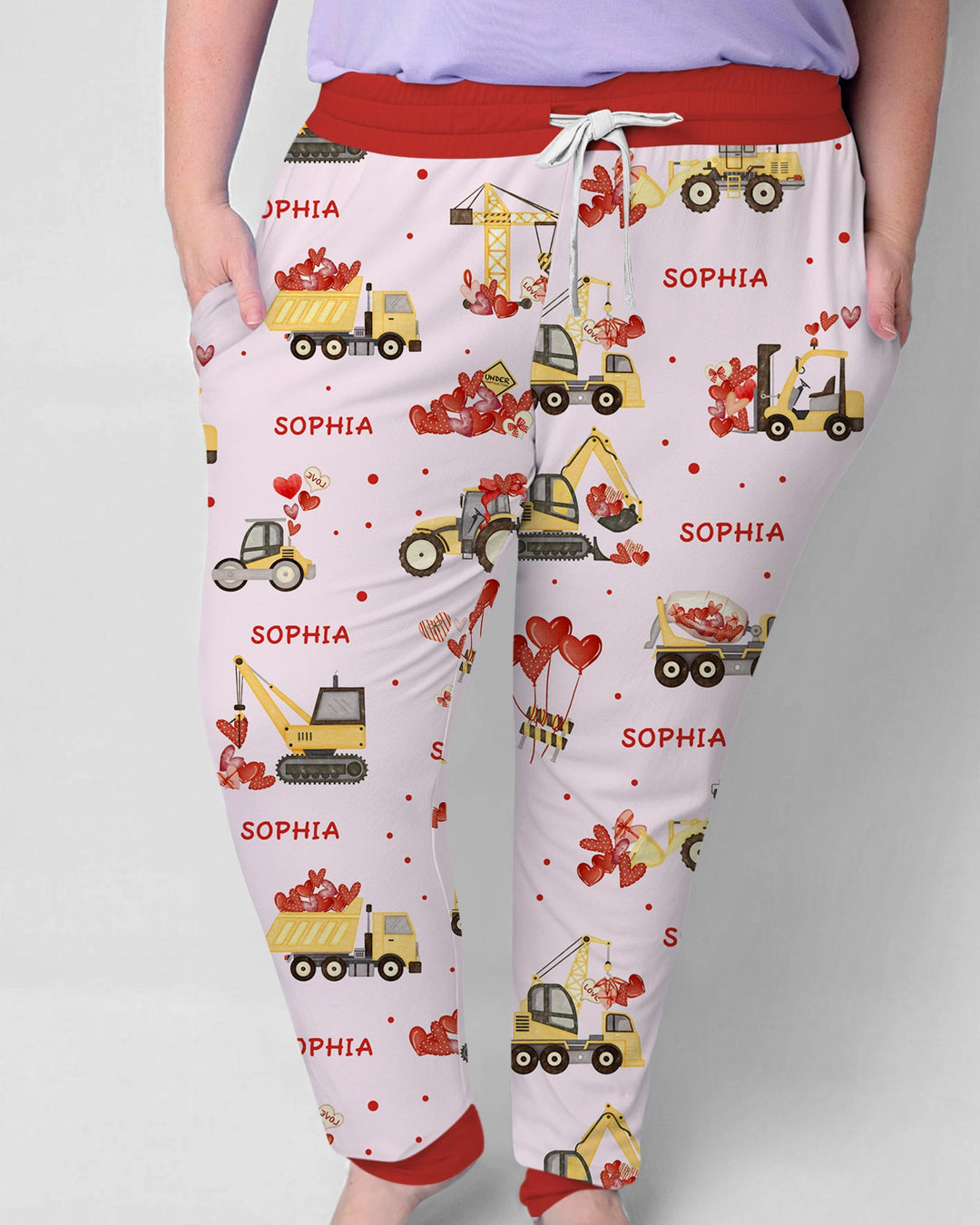 Custom Name Valentine Trucks Family Matching Women Pajama Set