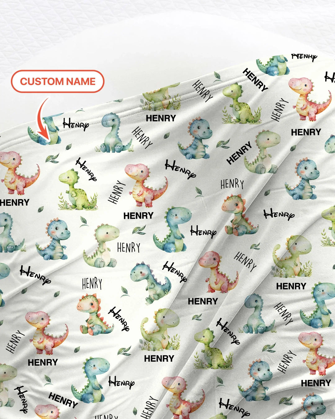 Dinosaur Custom Name swaddle blanket