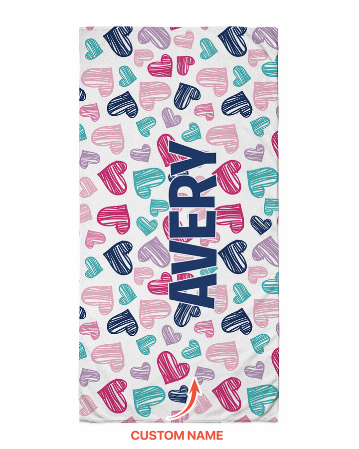 Custom Name Pretty Pattern Bamboo Beach Towel