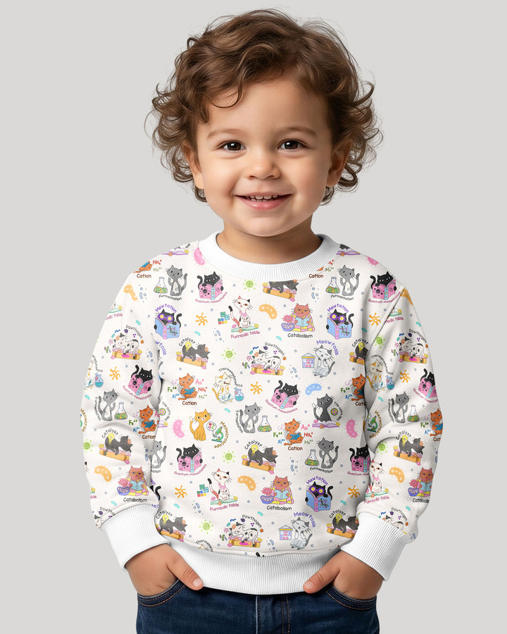 Funny Cat Love Scientist Bamboo Crewneck Sweatshirt