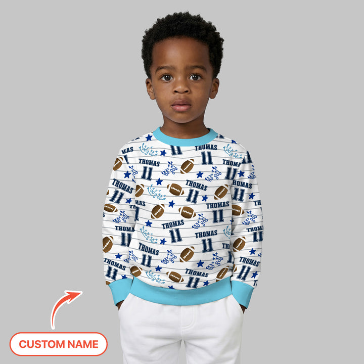 Custom Name Football Time Crewneck Sweatshirt