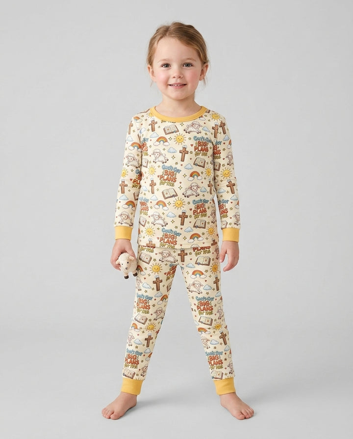 Zweiteiliges Langarm-Pyjama-Set mit Sommerfrüchten