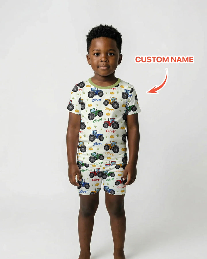 Custom Name A Little Dirt Never Hurt Bamboo Two Piece Short Sleeve Shorts Pajama Set