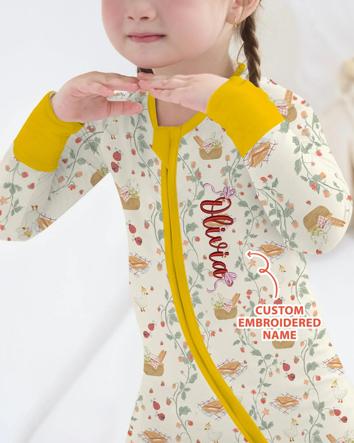 Custom Name Embroidered Picnic Time Bamboo Convertible Zippy
