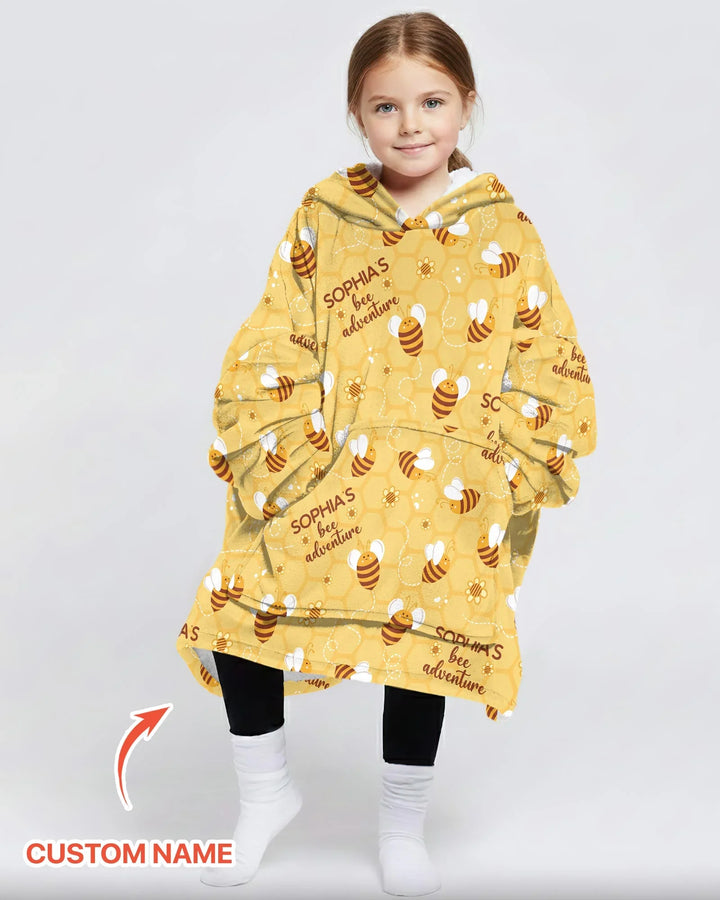 Custom Name Bee Back To School Bamboo Blanket Hoodie