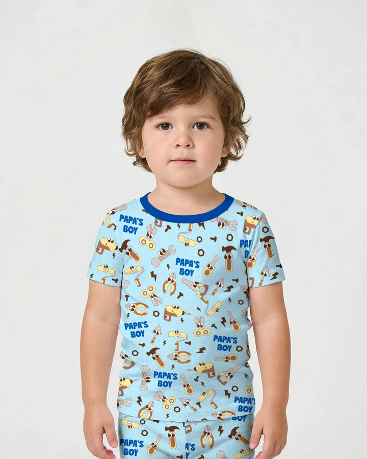 Club de Papás que Arreglan Todo: Conjunto de Pijama de Bambú de Dos Piezas con Manga Corta y Pantalones Cortos