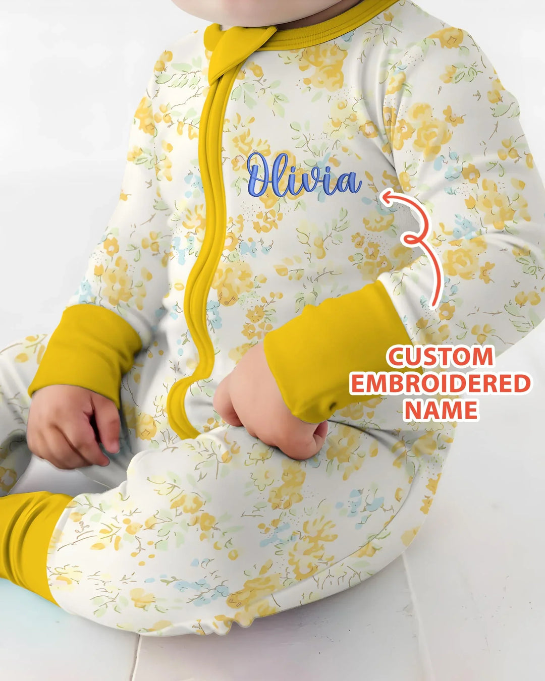 Custom Name Embroidered Floral Bamboo Convertible Zippy
