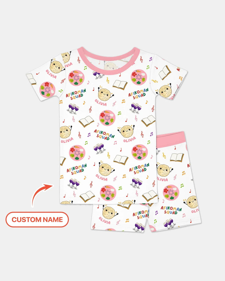 Zweiteiliges Pyjama-Set mit kurzen Ärmeln und Shorts im Sommer-Design