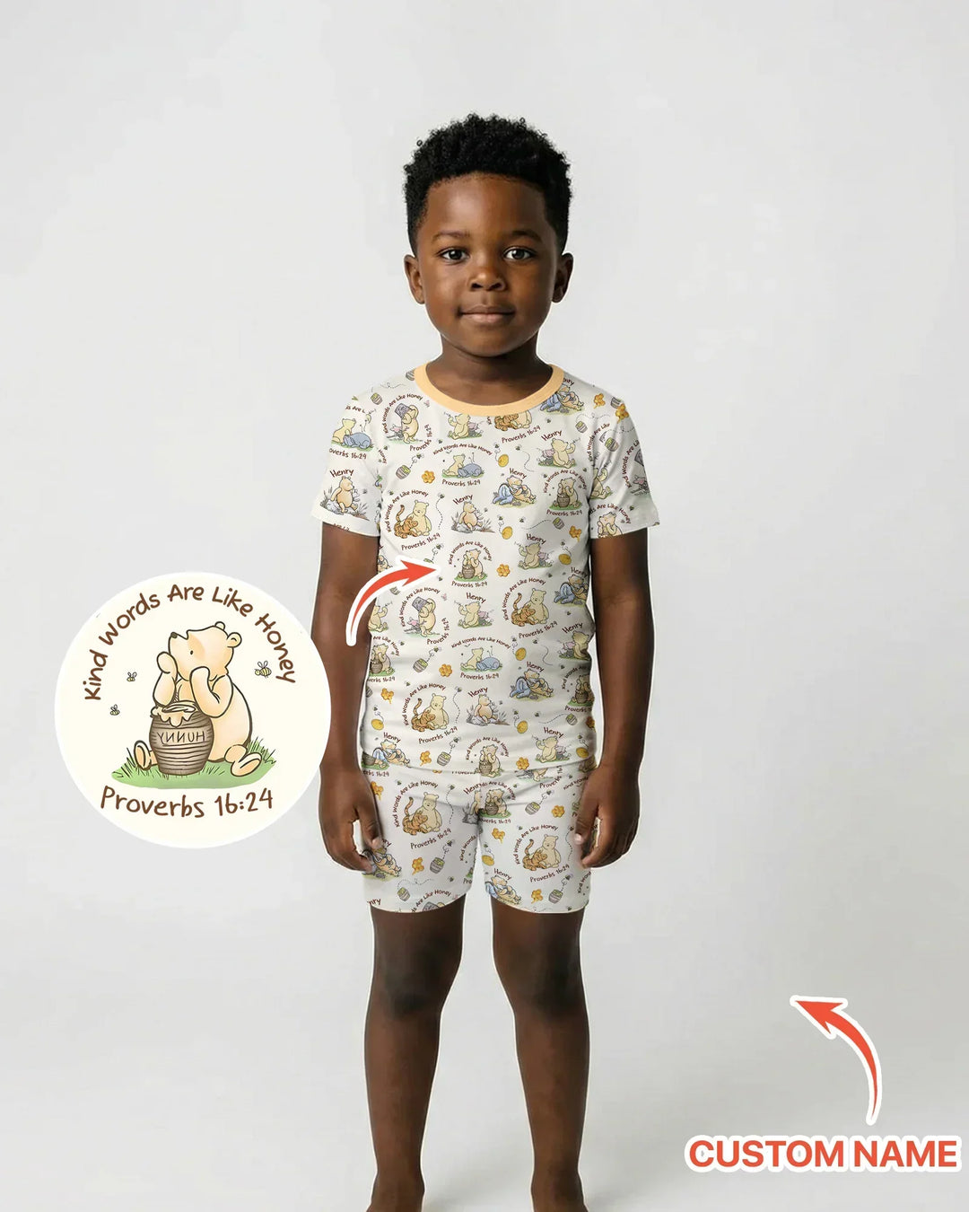 Kind Words Are Like Honey Custom Name Bamboo Two Piece Short Sleeve Shorts Pajama