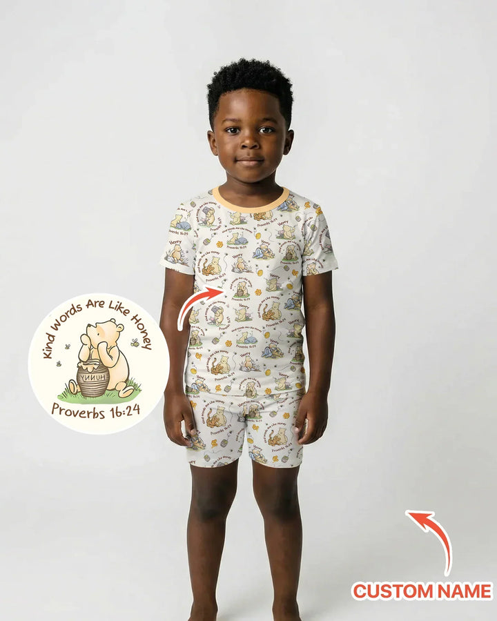 Kind Words Are Like Honey Custom Name Bamboo Two Piece Short Sleeve Shorts Pajama