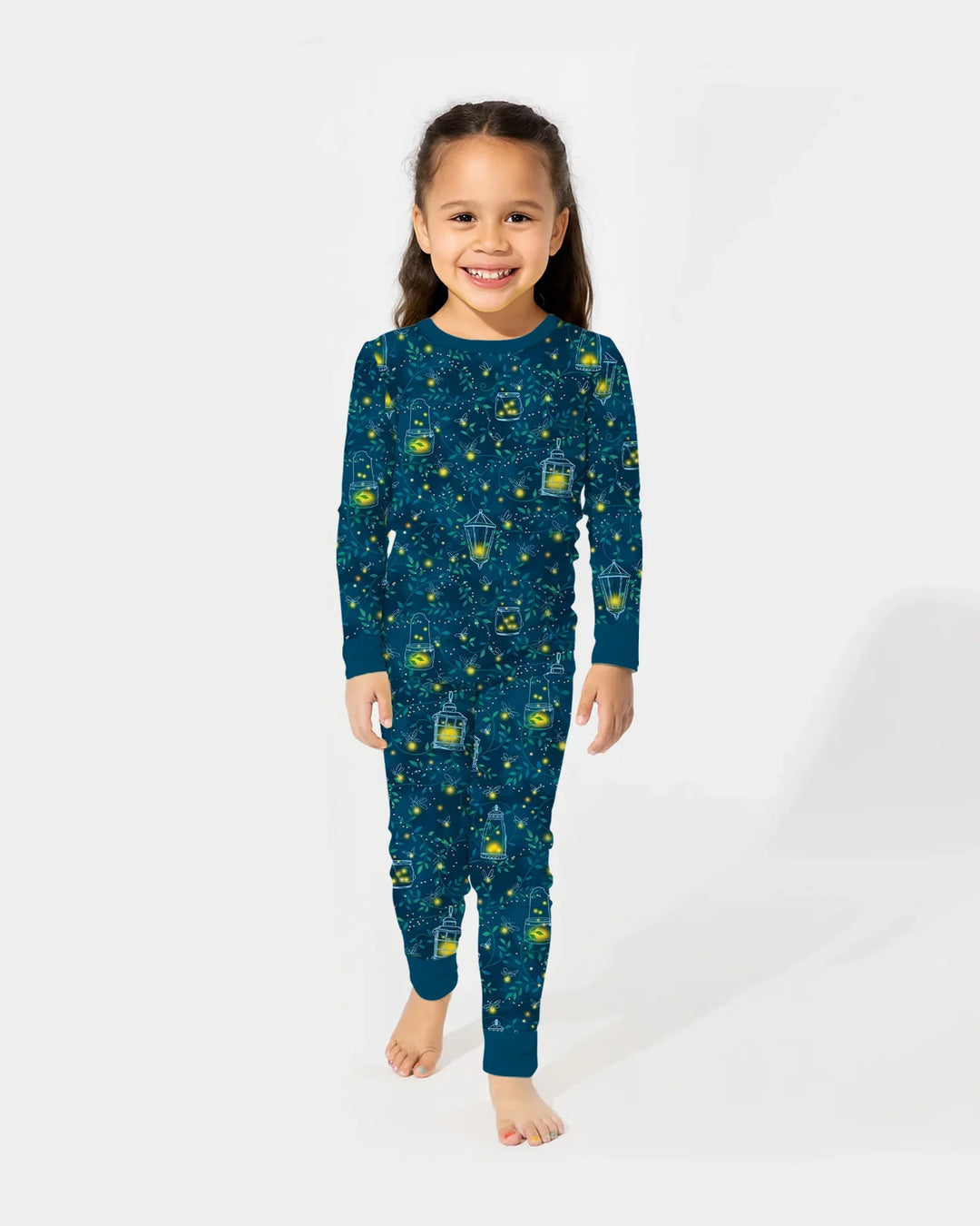Conjunto de pijama de dos piezas de manga larga de bambú Firefly Evening Forest