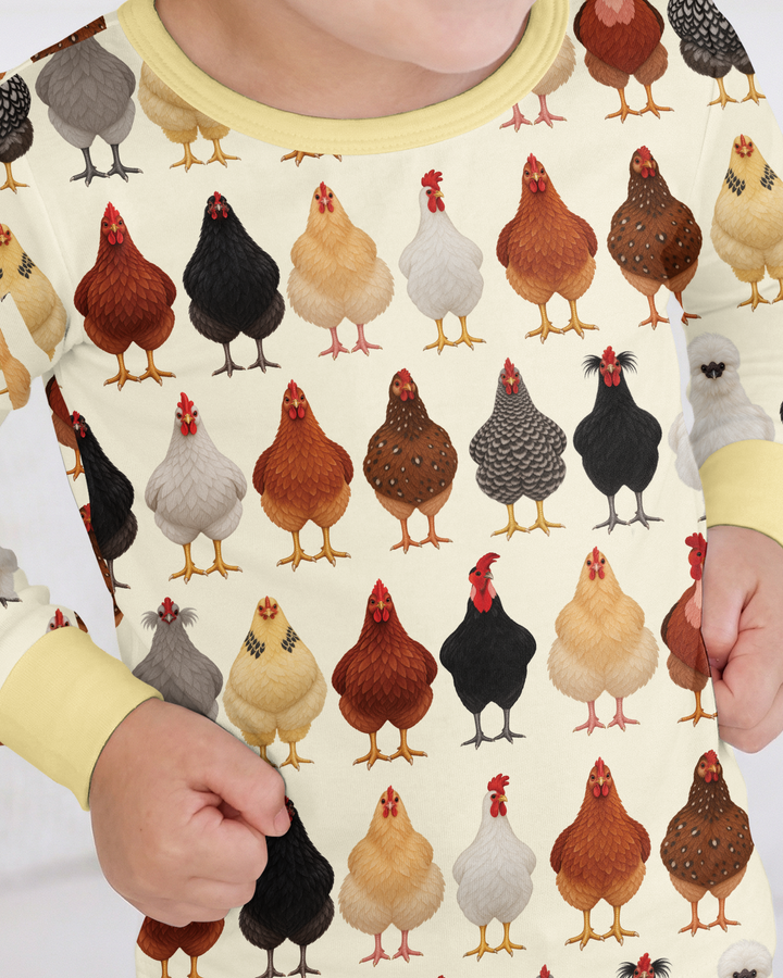 Cluckin' Cute Bamboo Two Piece Long Sleeve Pajama Set