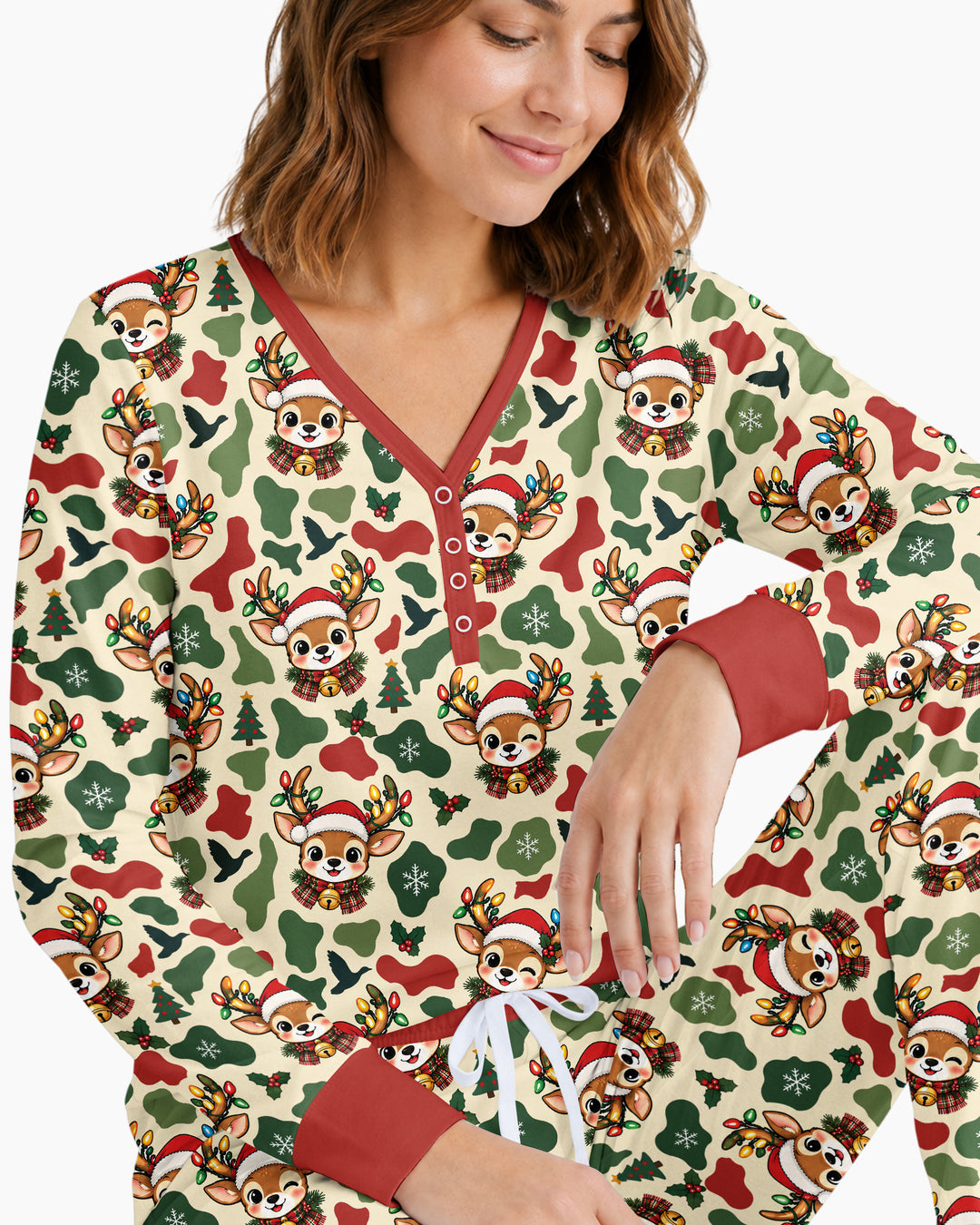 Christmas Deer Hunting Camo Bamboo Women Pajama Set