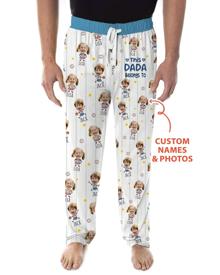 Embroidered Custom Dad And Mini Face  Bamboo Men's Pajama Set