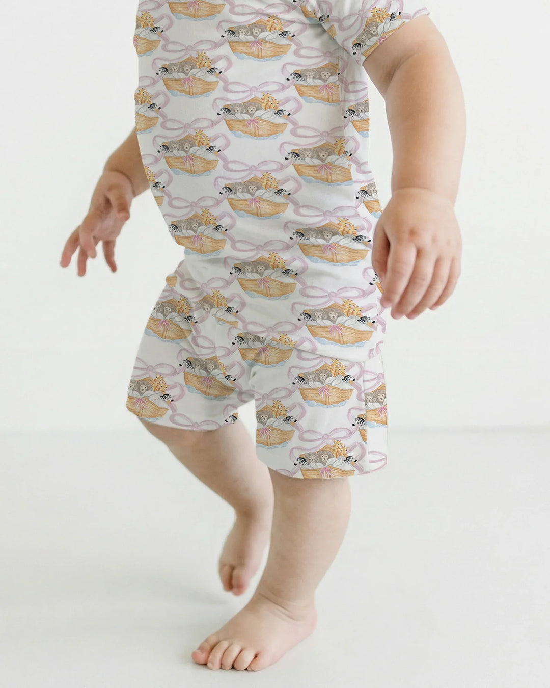 Noah's Ark Bamboo Two Piece Short Sleeve Shorts Pajama Set
