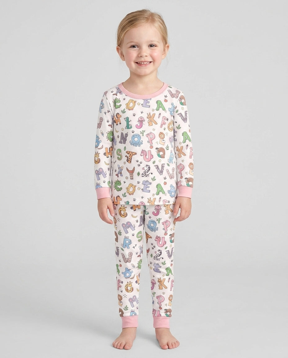 Zweiteiliges Langarm-Pyjama-Set mit Sommerfrüchten
