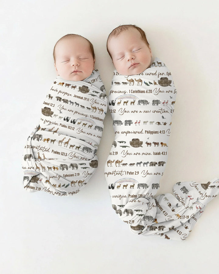 Biblical Noah's Ark swaddle blanket
