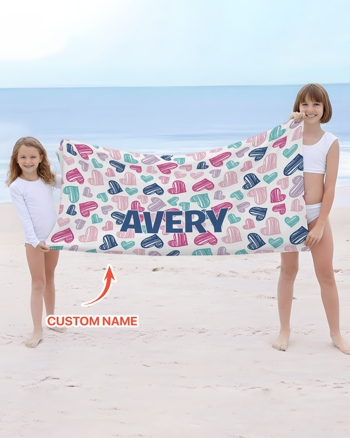 Custom Name Pretty Pattern Bamboo Beach Towel