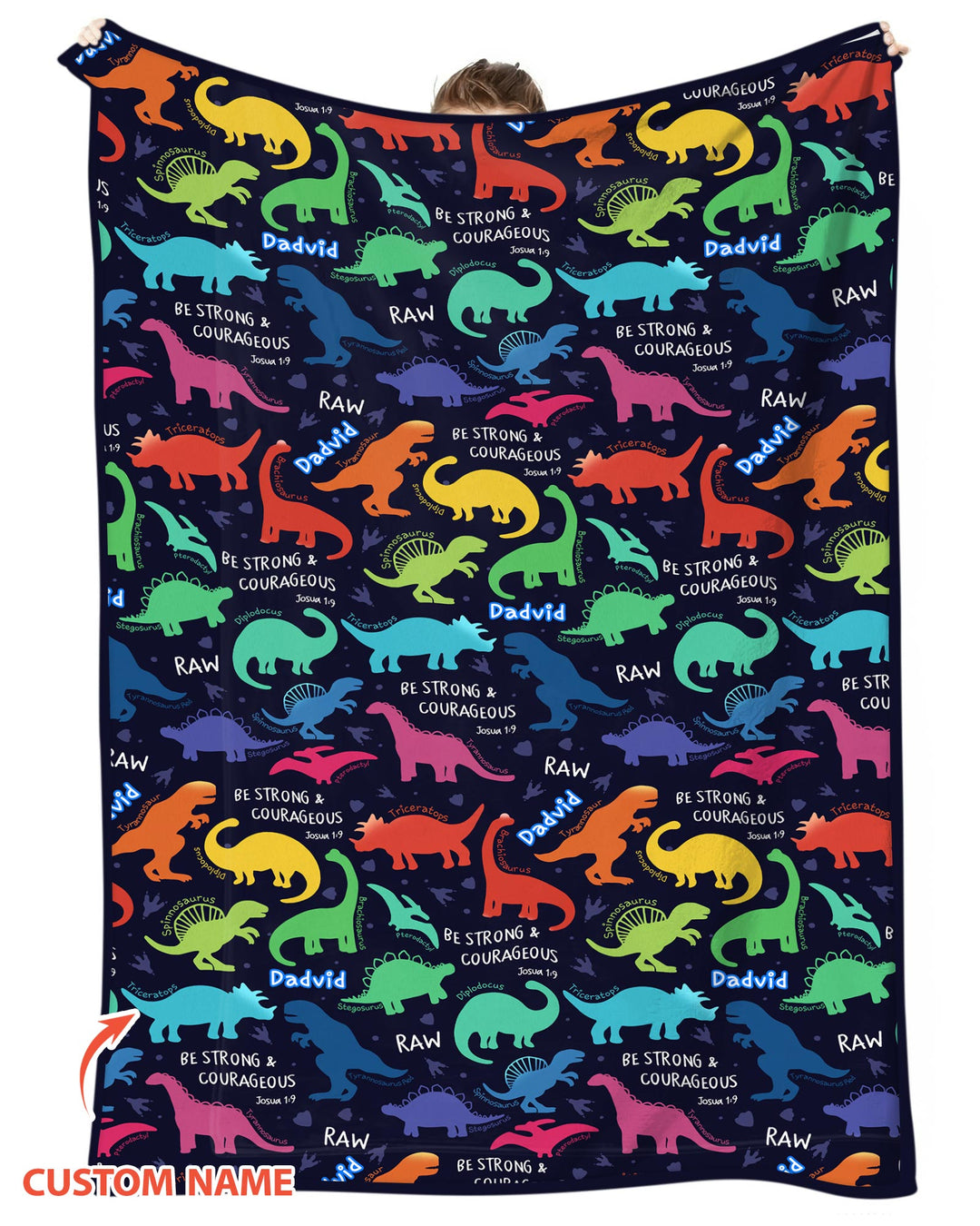 Be Strong and Courageous Dinosaur Christian Bamboo Blanket