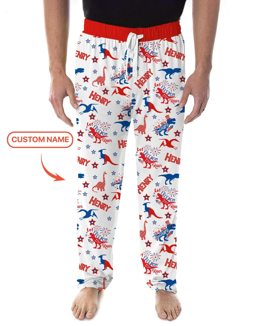 Custom Name Patriotic Dinosaur Bamboo Men's Pajama Set