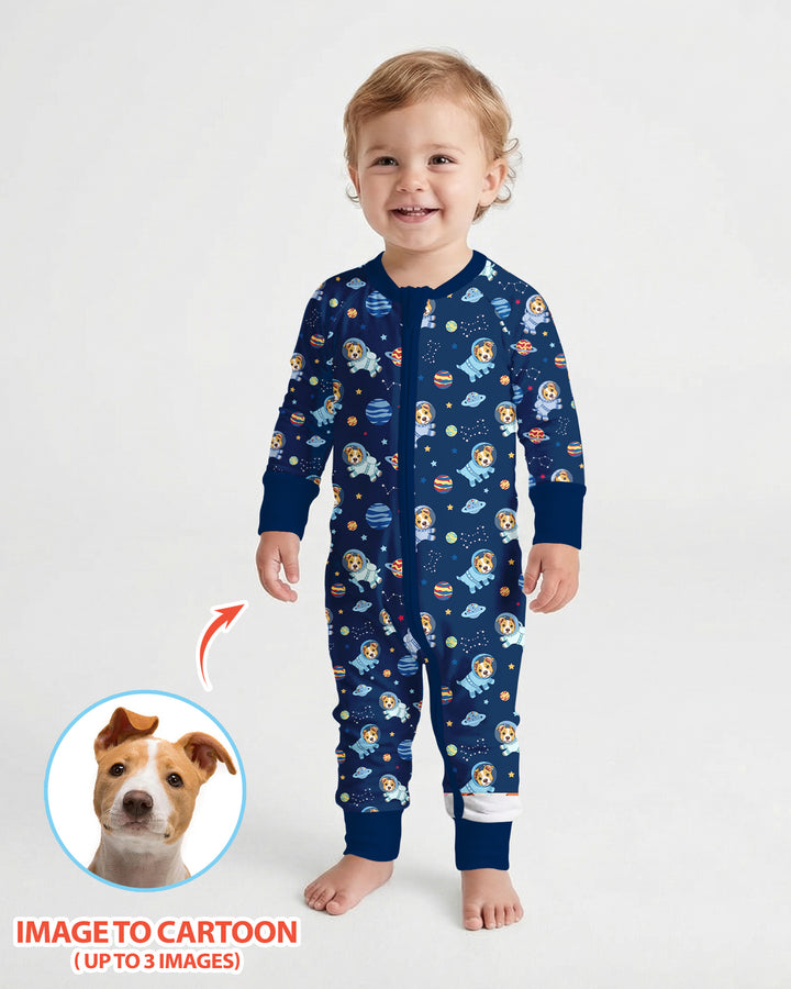 Astronaut Custom Pet Image Family Matching Bamboo Convertible Zippy