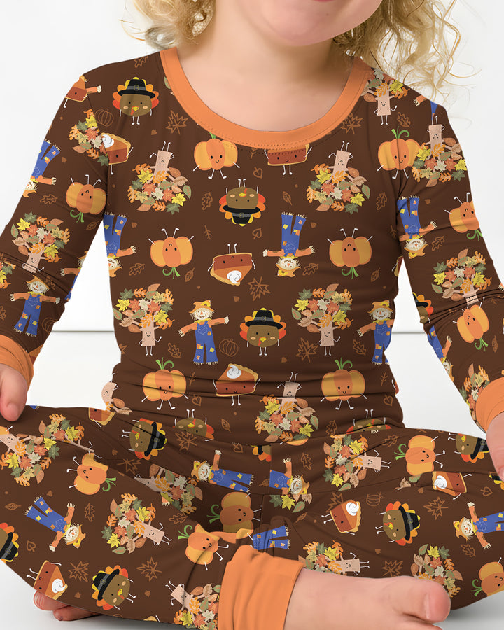 Thanksgiving Festive Bamboo Two Piece Long Sleeve Pajama Set