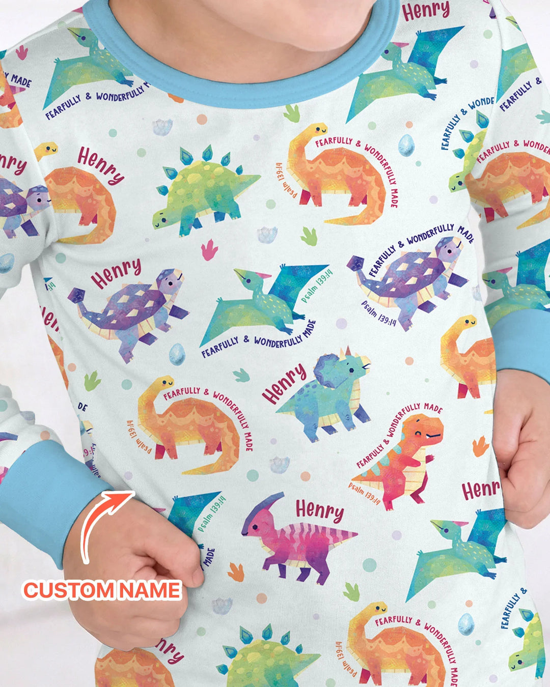 Fearfully & Wonderfully Made Custom Name Boy Bamboo Two Piece Long Sleeve Pajama Set