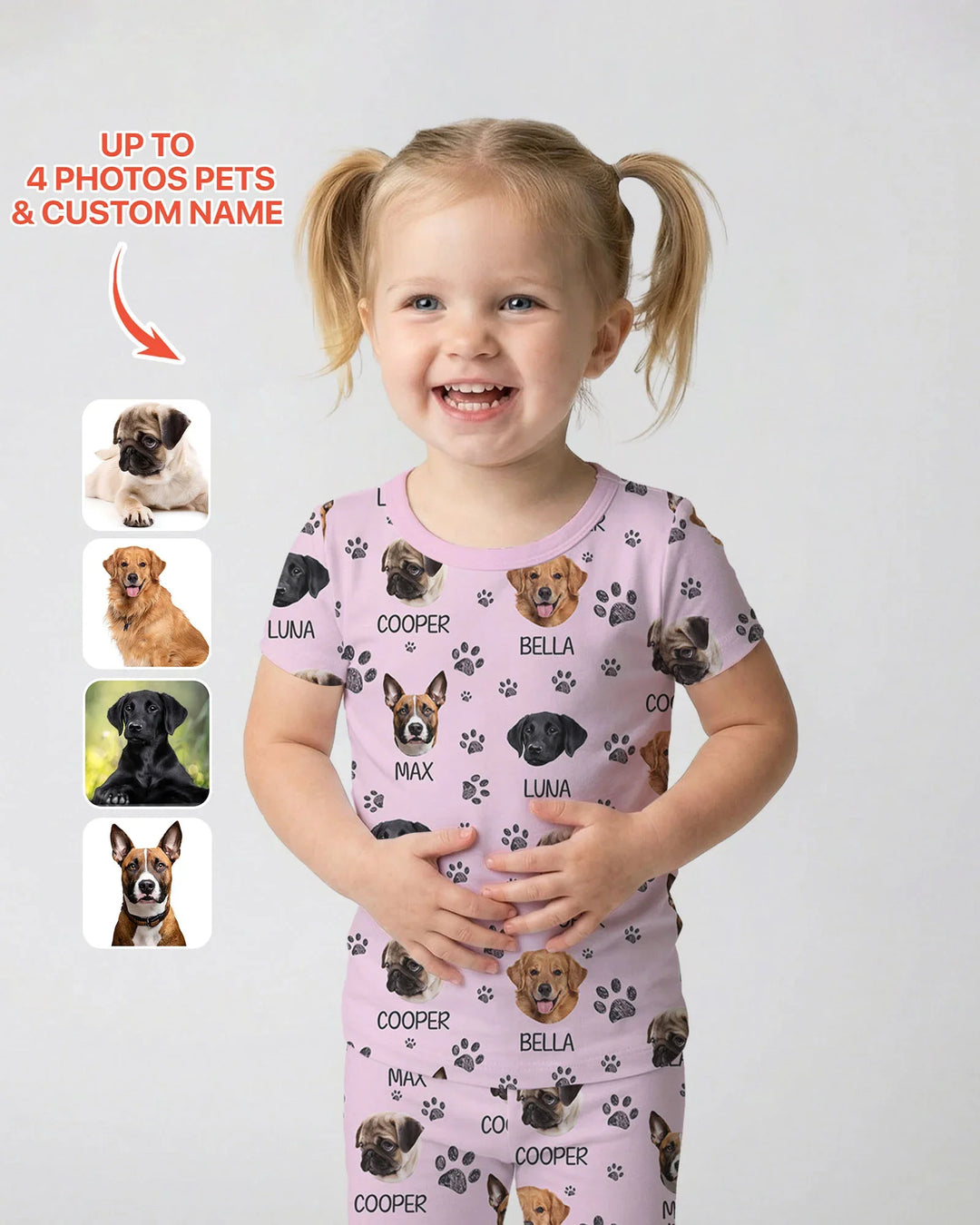 Custom Photo With Paw For Dog Lovers Bamboo Two Piece Short Sleeve Pajama Set