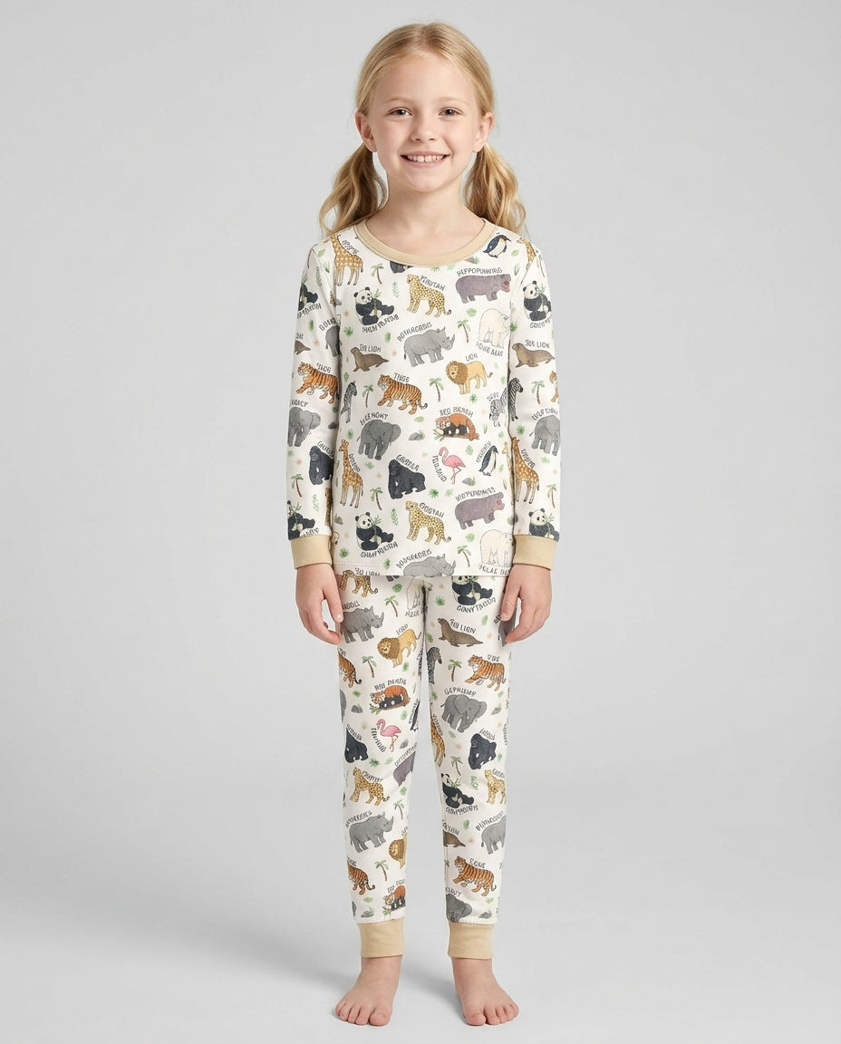 Safari Animals Bamboo Two Piece Long Sleeve Pajama Set