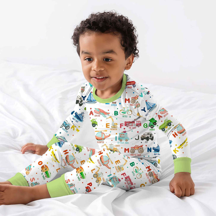 Transportation Alphabet Two Piece Long Sleeve Pajama Set