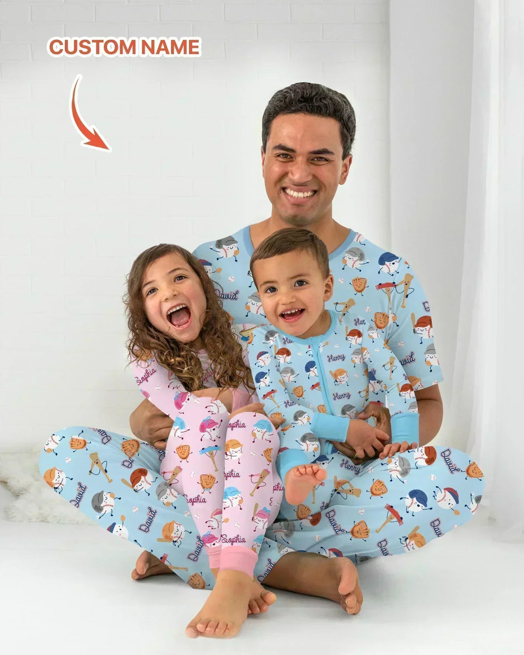 Custom Name Ballparl Family Matching Bamboo Men's Pajama Set