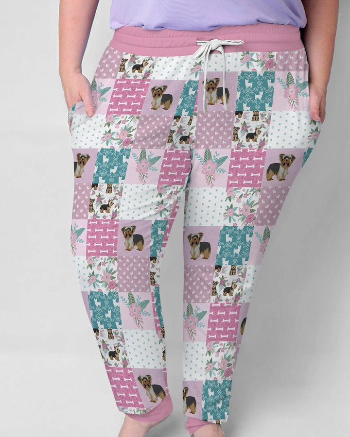 Floral Yorkie Grace Women Pajama Set