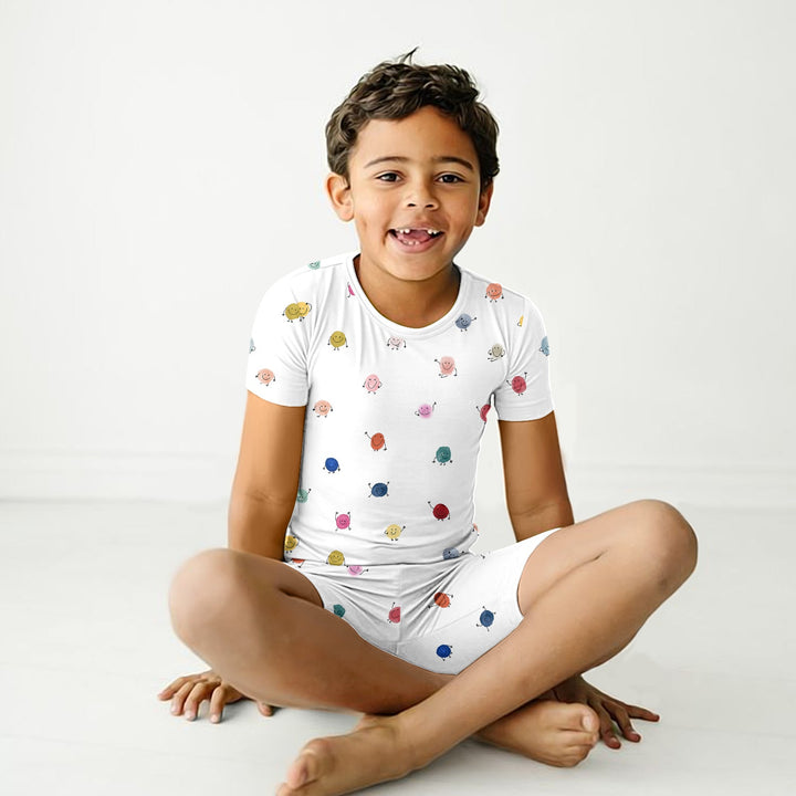 Colorful Happy Dots Two Piece Short Sleeve Shorts Pajama Set