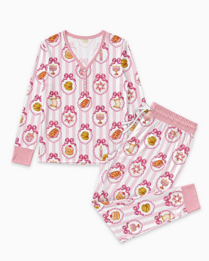 Hanukkah Bows & Blessings Mommy & Me Matching Bamboo Women Pajama Set