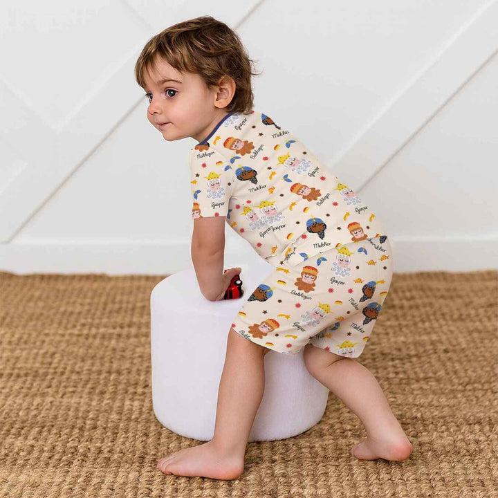 Tres Reyes Magos Two Piece Short Sleeve Shorts Pajama Set