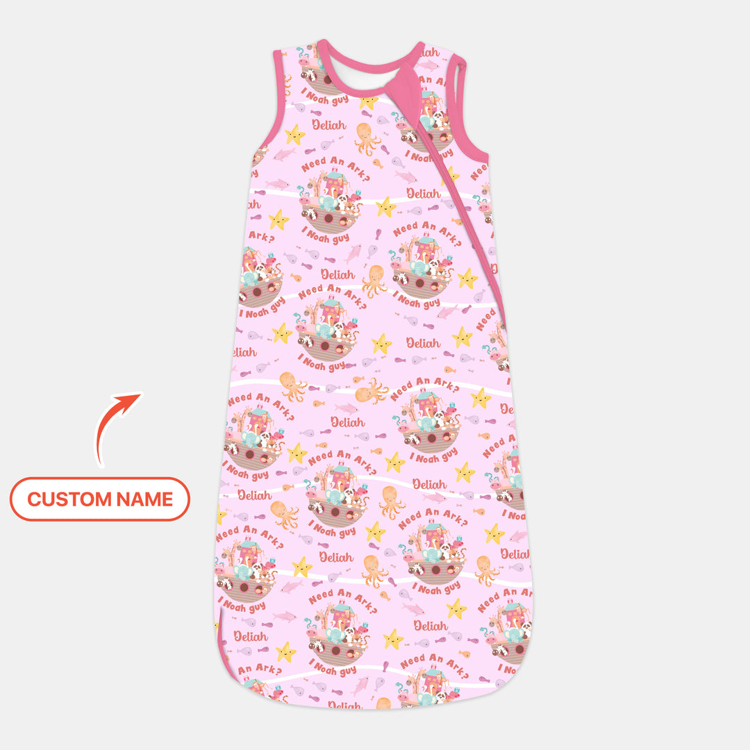 Noah’s Ark Custom Name Girl Sleep Bag