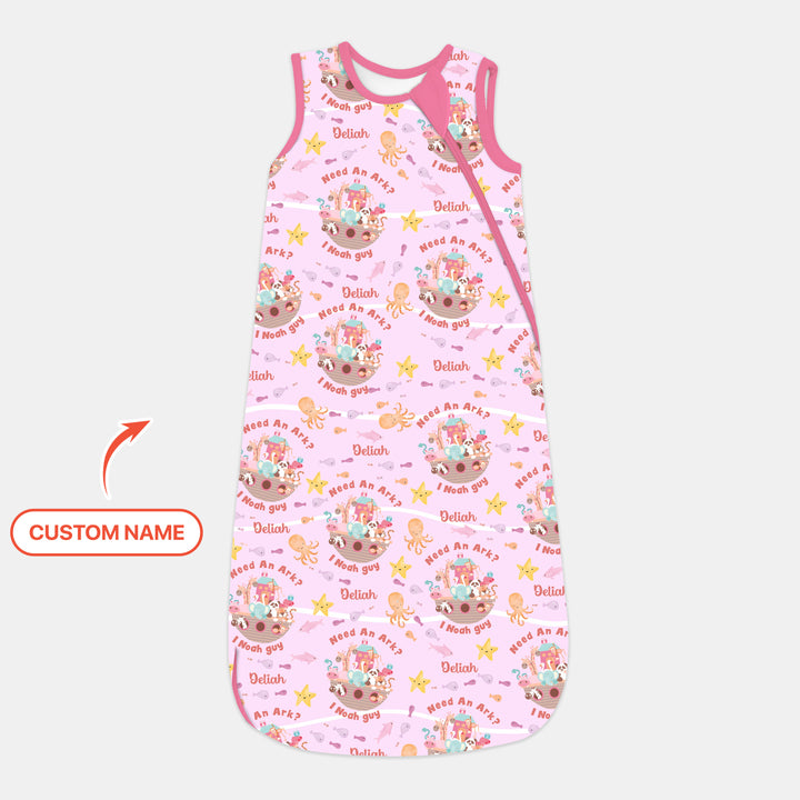 Noah’s Ark Custom Name Girl Sleep Bag