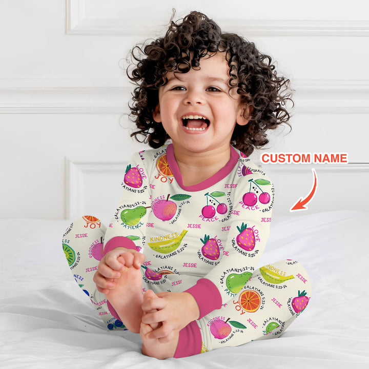 Fruit Of The Spirit Custom Name Two Piece Long Sleeve Pajama Set