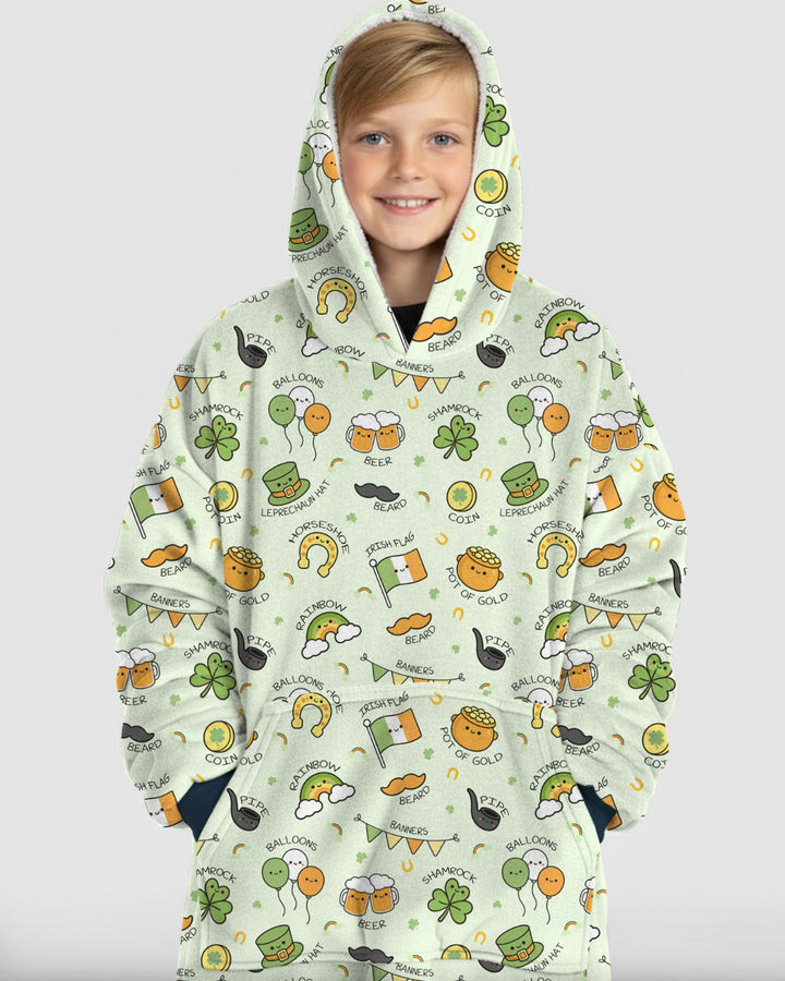 Kawaii St Patrick's Day Wearable Blanket Hoodie